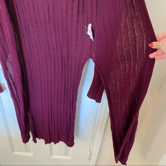 Free People Ribby Rib Duster Size Small Burgundy - Picture 4 of 8